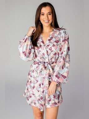 Buddy Love Adeline Wrap Dress Sequins Mardi Gras Bubble Sleeve V-Neck Size Small